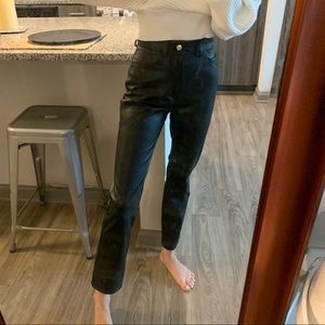 faux leather straight leg pants